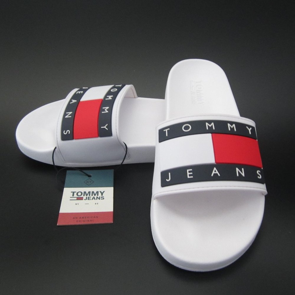 Tommy Jeans Flag Pool Womens Smooth Stone Slide Sandals - 6.5 US